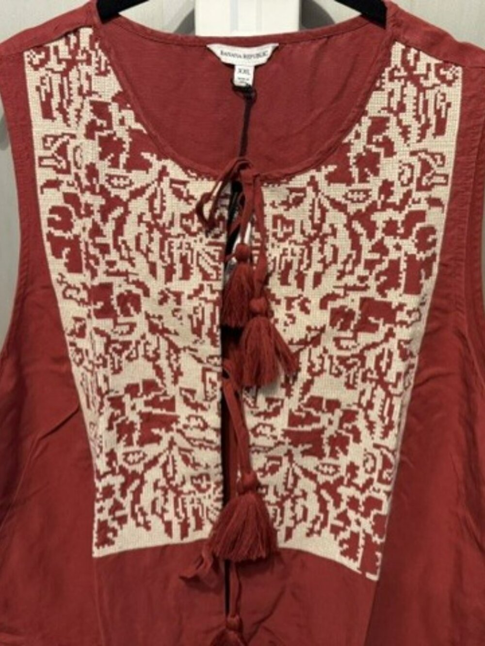 Retro Embroidered Tencel & Linen Mini Dress - Picture 13 of 16